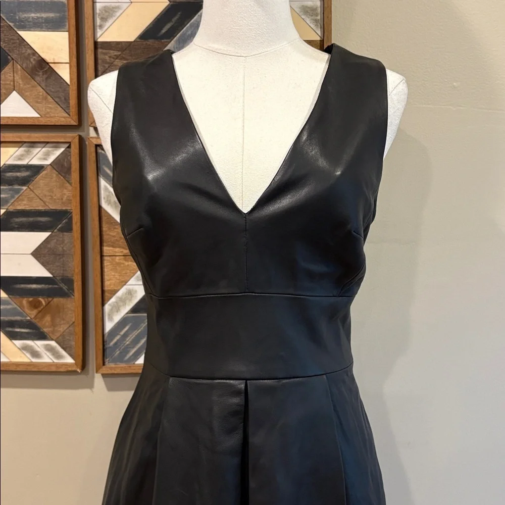 Banana Republic BR Monogram Black Lamb Leather Mini Dress size 2